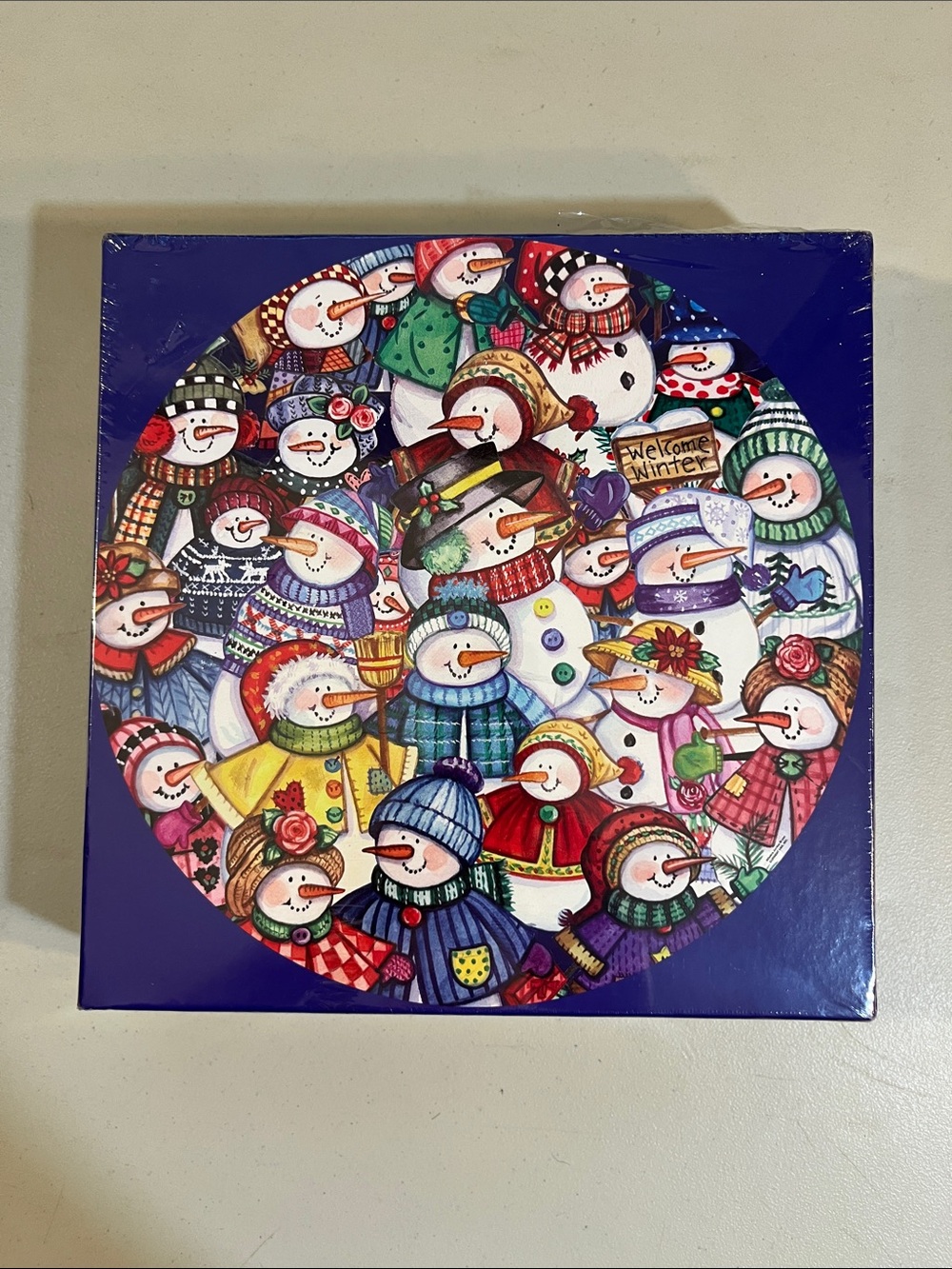 Festive Blue Snowman Puzzle for Kids